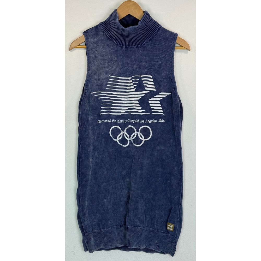 Vtg 1984 Los Angeles Olympics Sleeveless Mock Turtleneck Sweater USA Heritage M